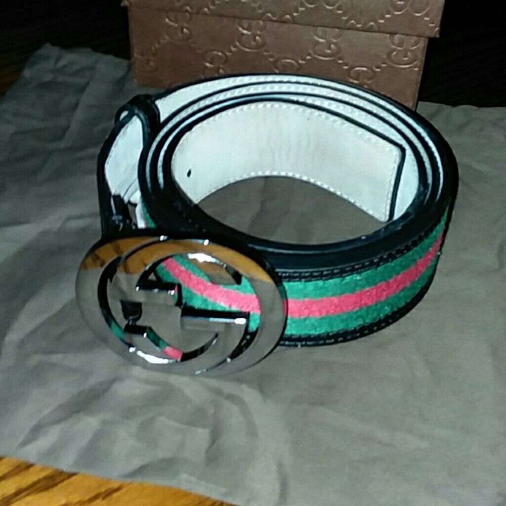 Gucci Vintage 3 Stripe Belt 105cm 💯 Authentic